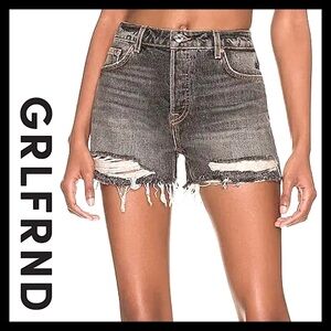 GRLFRND Helena High-Rise Cut-Off Premium Denim Shorts - Templin Size 24 NWT